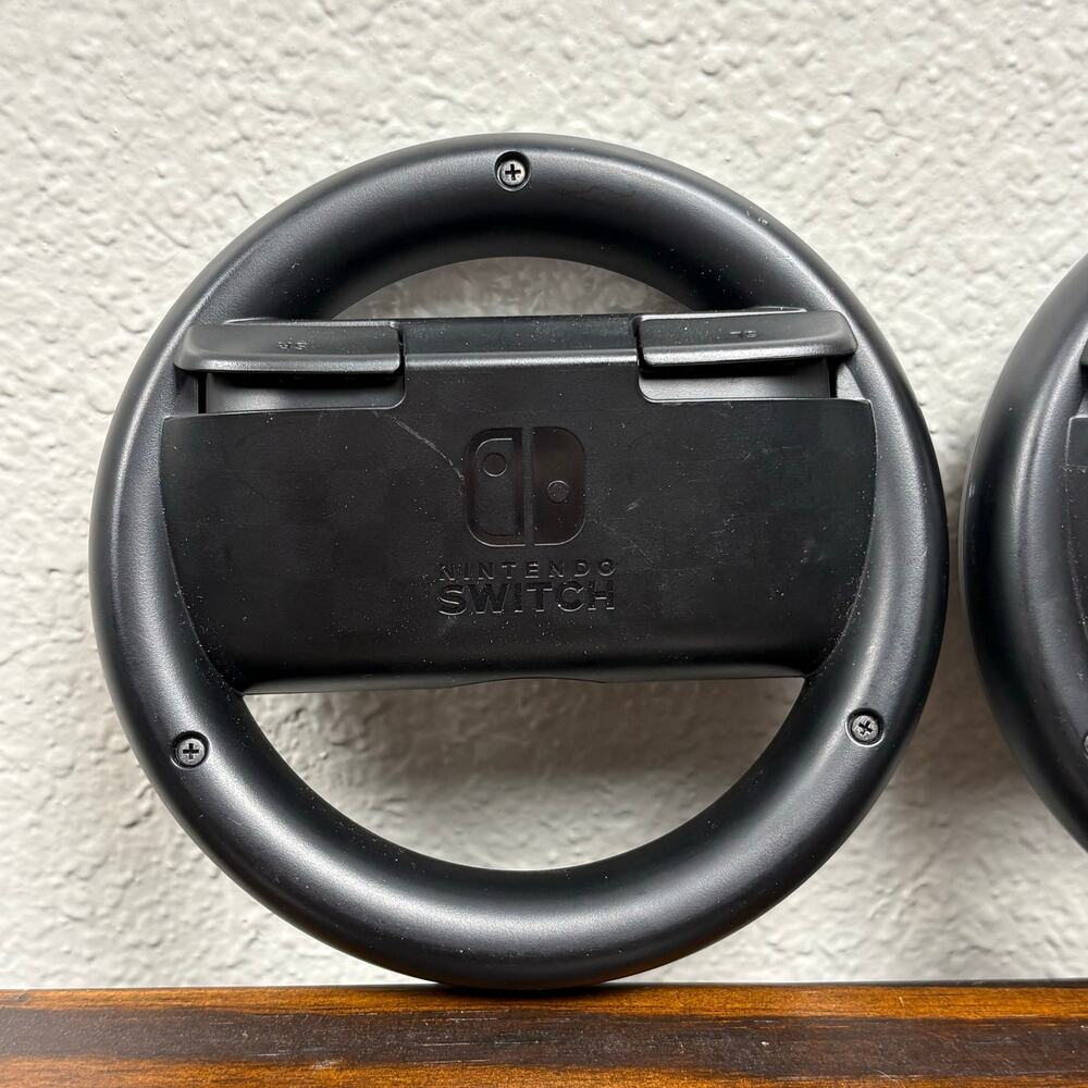 Set of 2 Wii Switch Black Steering Wheels for Joycon Controllers Racing Game - Picture 4 of 7